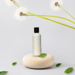 100ML WHITE ROUND BOTTLE WITH BLACK CAP