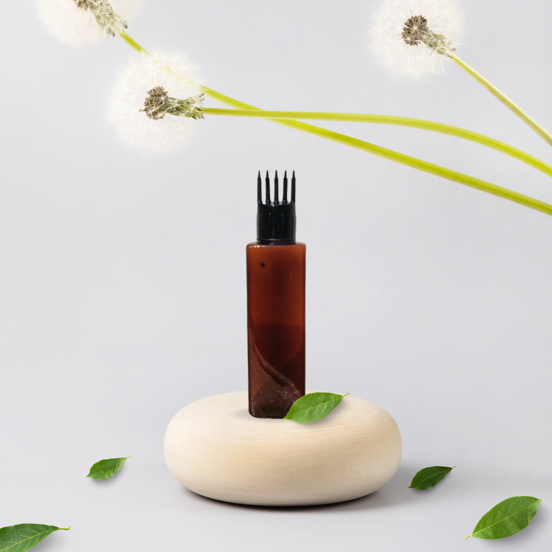 100ML AMBER  SQUARE BOTTLE WITH BLACK COMB