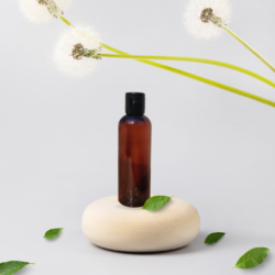 100ML AMBER ROUND BOTTLE WITH BLACK CAP