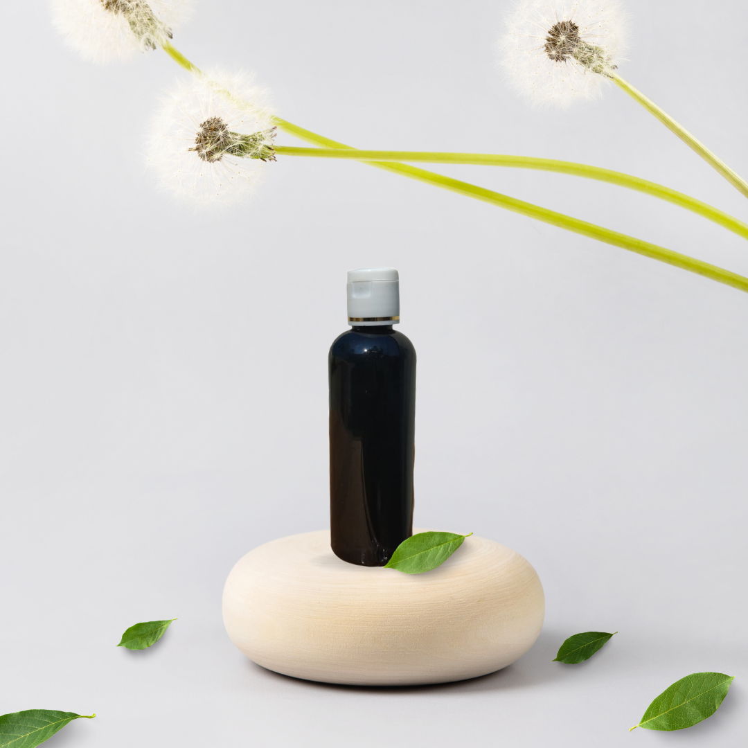 100ML BLACK ROUND BOTTLE WITH WHITE+GOLD RING CAP