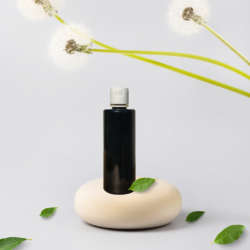 100ML BLACK CYLINDER BOTTLE WITH WHITE+GOLD RING CAP