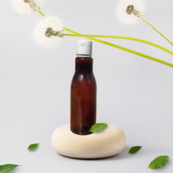 100ML AMBER ASTA BOTTLE WITH WHITE+GOLD RING CAP