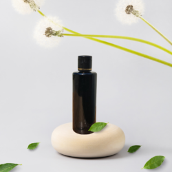 100ML BLACK CYLINDER BOTTLE WITH BLACK+GOLD RING CAP