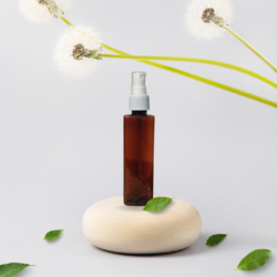 100ML AMBER  SQUARE BOTTLE WITH WHITE MIST