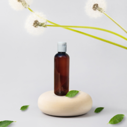 100ML AMBER ROUND BOTTLE WITH WHITE CAP