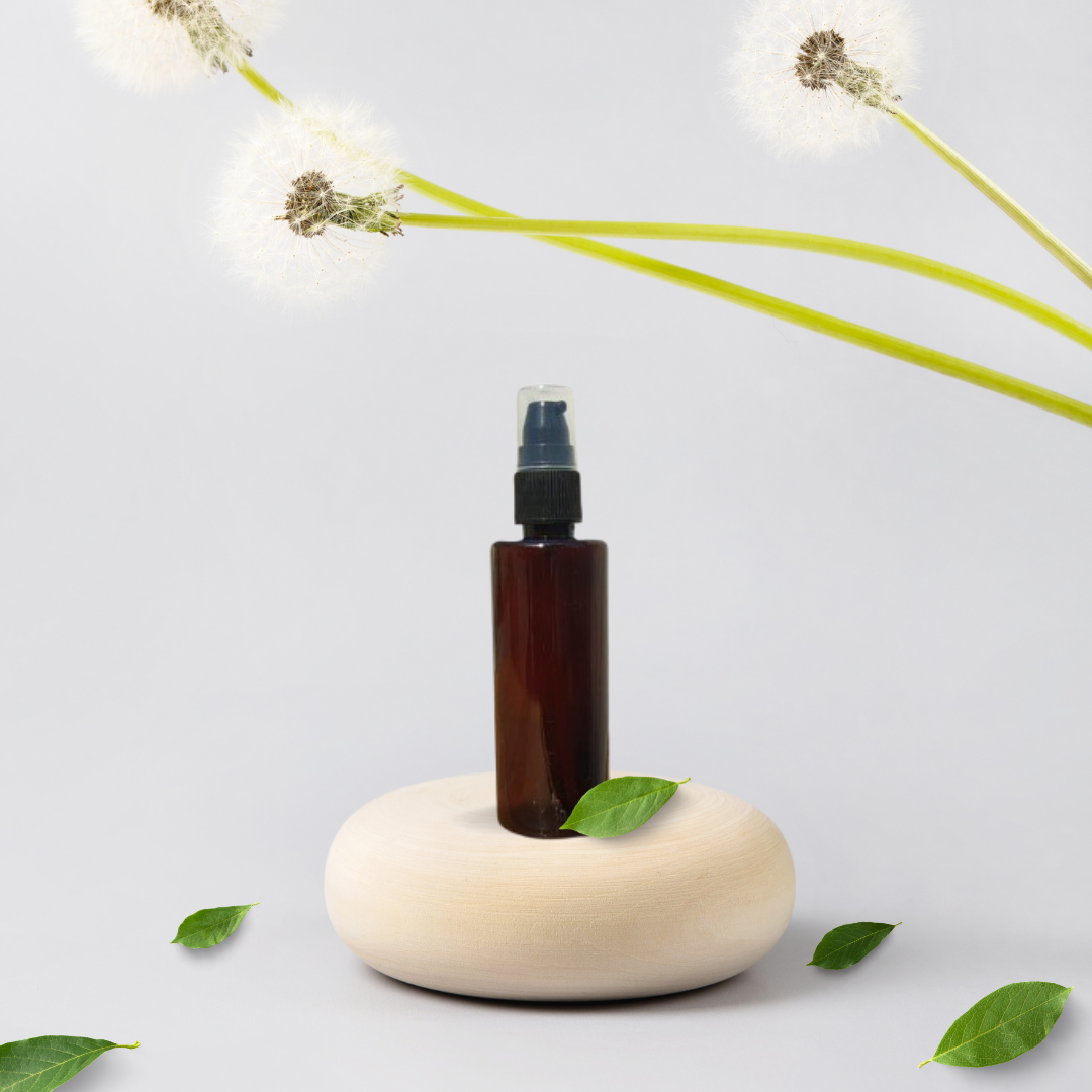 100ML AMBER CYLINDER BOTTLE WITH BLACK PUMP