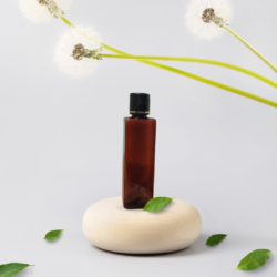 100ML AMBER SQUARE BOTTLE WITH BLACK+GOLD RING CAP