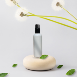100ML WHITE ROUND BOTTLE WITH BLACK COMB