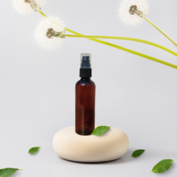 100ML AMBER ROUND BOTTLE WITH BLACK PUMP