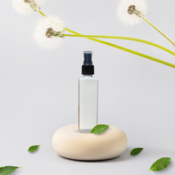 100ML WHITE  SQUARE BOTTLE WITH BLACK MIST