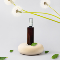 100ML AMBER CYLINDER BOTTLE WITH WHITE PUMP