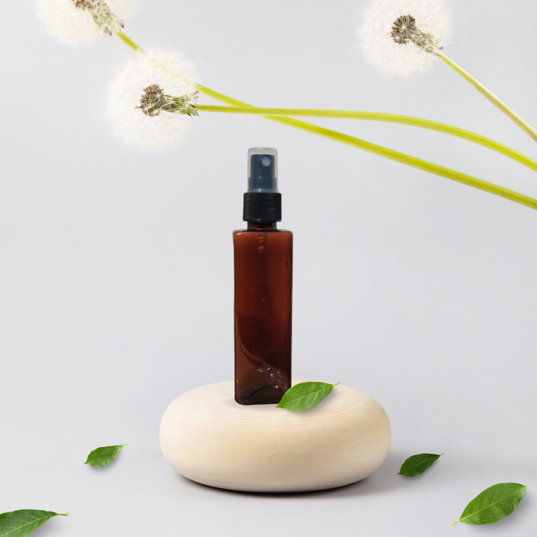 100ML AMBER  SQUARE BOTTLE WITH BLACK MIST