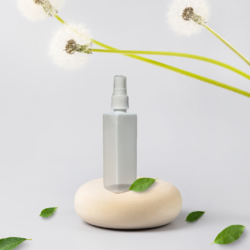 100ML WHITE  SQUARE BOTTLE WITH WHITE MIST