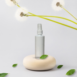 100ML WHITE ROUND BOTTLE WITH WHITE MIST