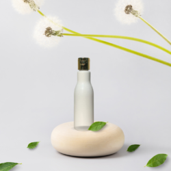 100ML WHITE ASTA BOTTLE WITH GOLD METALISEDISED CAP