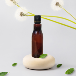 100ML AMBER ASTA BOTTLE WITH BLACK+GOLD RING CAP