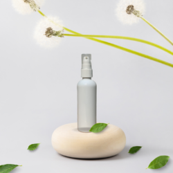 100ML WHITE ROUND BOTTLE WITH WHITE PUMP