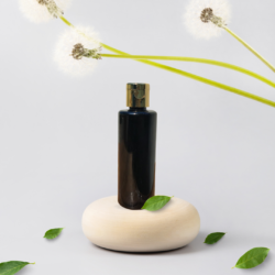 100ML BLACK CYLINDER BOTTLE WITH GOLD METALISEDISED CAP