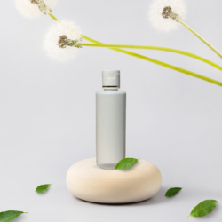 100ML WHITE CYLINDER BOTTLE WITH WHITE+GOLD RING CAP