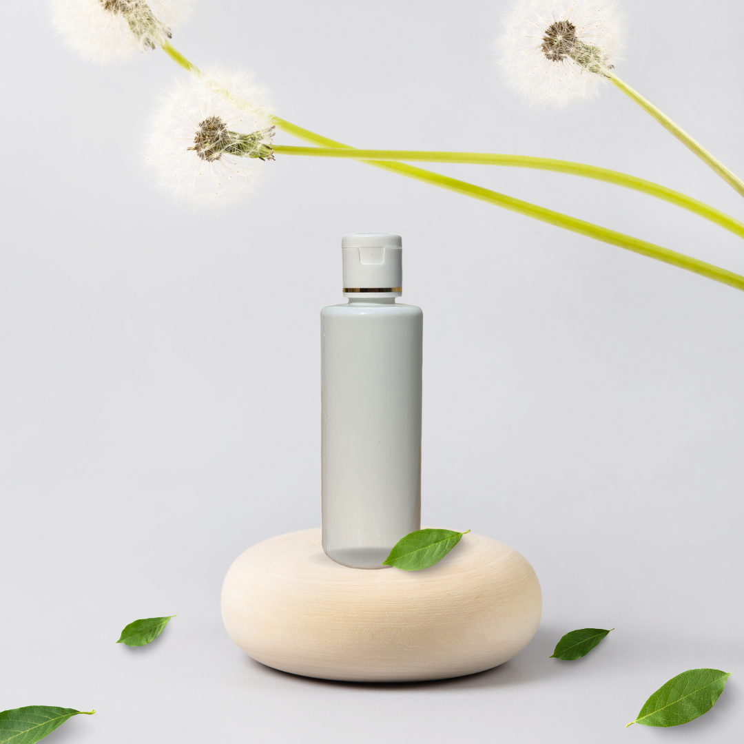 100ML WHITE CYLINDER BOTTLE WITH WHITE+GOLD RING CAP