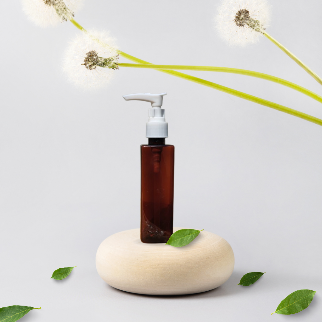 100ML AMBER  SQUARE BOTTLE WITH DISPENSER