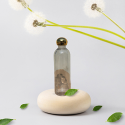 200ML CLEAR ROUND BOTTLE WITH GOLD DOOM CAP