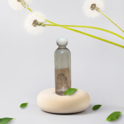 200ML CLEAR ROUND BOTTLE WITH WHITE DOOM CAP