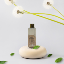 200ML CLEAR CYLINDER BOTTLE WITH GOLD METALISEDIZED CAP