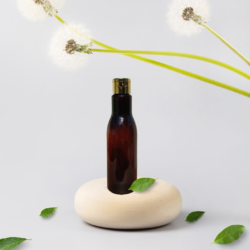 200ML AMBER  ASTA BOTTLE WITH GOLD METALISEDIZED CAP