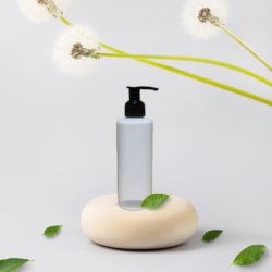 200ML WHITE CYLINDER BOTTLE WITH BLACK DISPENSER