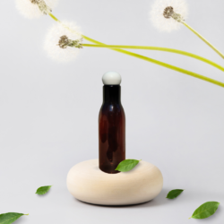 200ML AMBER  ASTA BOTTLE WITH WHITE DOOM CAP