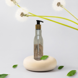 200ML CLEAR ASTA BOTTLE WITH BLACK+GOLD SLEEVE DISPENSER