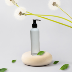 200ML WHITE ROUND BOTTLE WITH BLACK DISPENSER