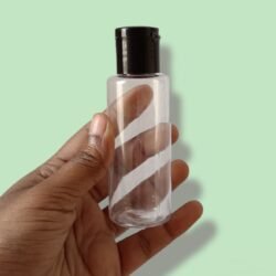 50ML CLEAR CYLINDER BOTTLE WITH BLACK CAP