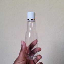 100ML CLEAR ASTA BOTTLE WITH WHITE+GOLD RING CAP