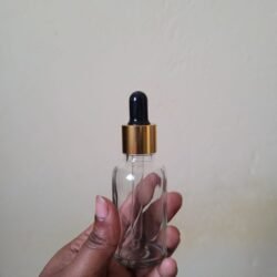 30ML CLEAR GLASS BOTTLE WITH GOLD RING+BLACK