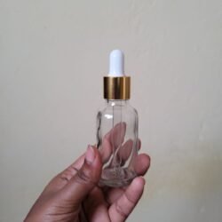 30ML CLEAR GLASS BOTTLE WITH GOLD RING+WHITE
