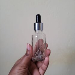 30ML CLEAR GLASS BOTTLE WITH SILVER RING+BLACK