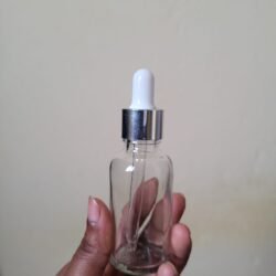 30ML CLEAR GLASS BOTTLE WITH SILVER RING+WHITE