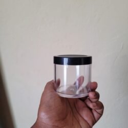 100G TRANSPERANT ACRYLIC SAN JAR WITH BLACK CAP+INNER LID