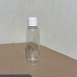 50ML CLEAR ROUND BOTTLE WITH WHITE+GOLD RING CAP