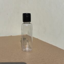 50ML CLEAR ROUND BOTTLE WITH BLACK CAP