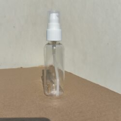 50ML CLEAR ROUND BOTTLE WITH WHITE PUMP