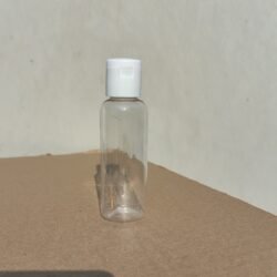 50ML CLEAR ROUND BOTTLE WITH WHITE CAP
