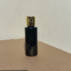 50ML BLACK CYLINDER BOTTLE WITH GOLD METALISED CAP