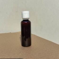 50ML AMBER ROUND BOTTLE WITH WHITE+GOLD RING CAP