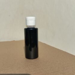 50ML BLACK CYLINDER BOTTLE WITH WHITE+GOLD RING CAP