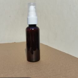 50ML AMBER ROUND BOTTLE WITH WHITE PUMP