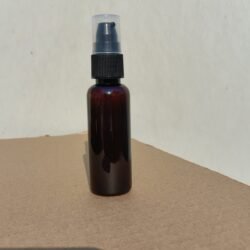 50ML AMBER ROUND BOTTLE WITH BLACK PUMP