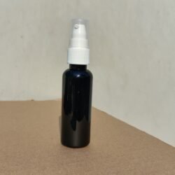 50ML BLACK ROUND BOTTLE WITH WHITE PUMP